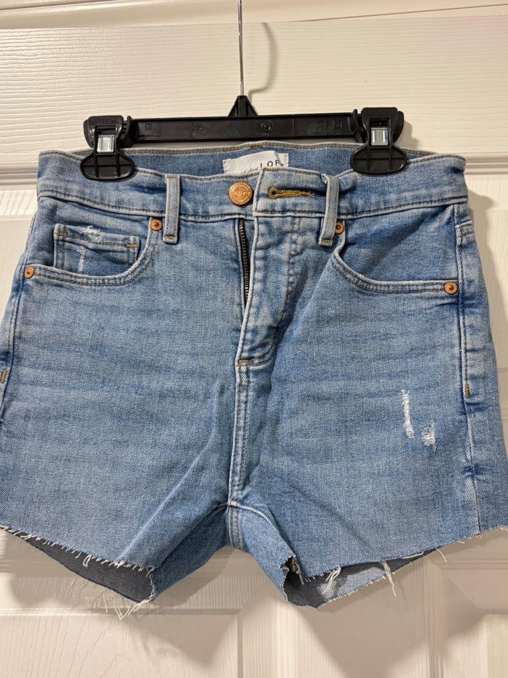 LOFT Light / Medium Wash High Waisted Denim Shorts